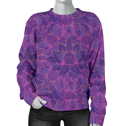 Bohemian Lotus Mandala Style Women Long Sleeve Sweatshirt