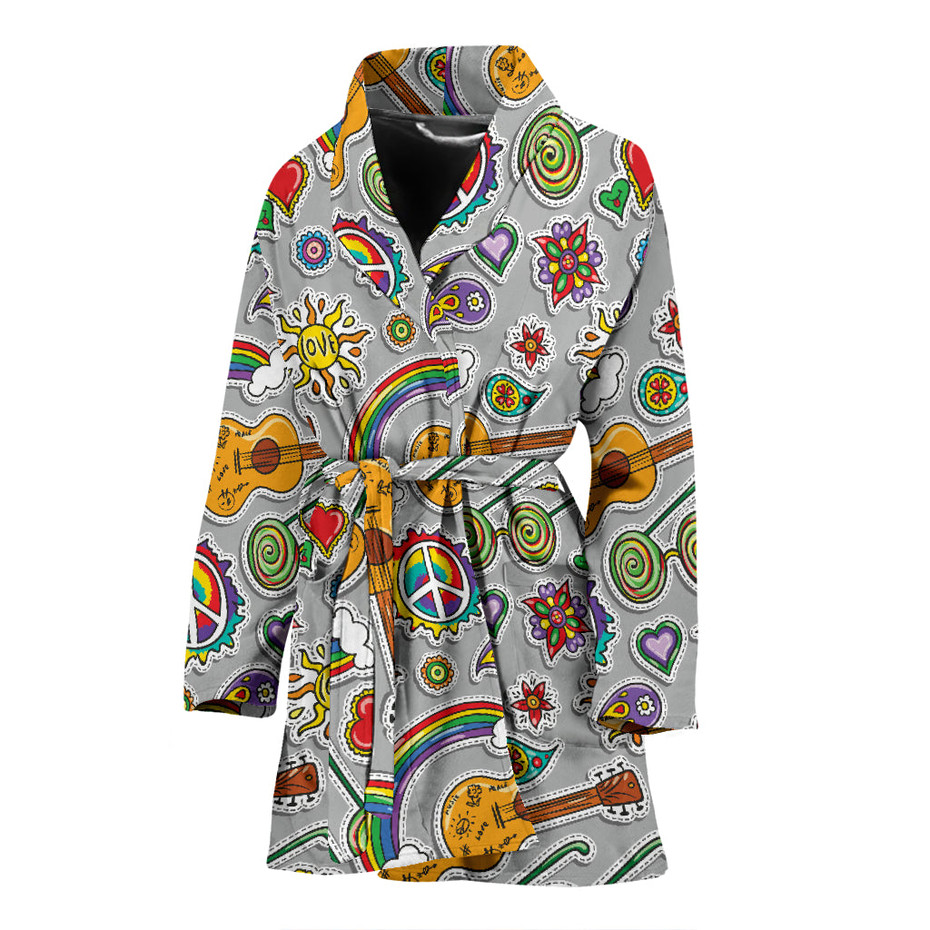 Hippie Print Design LKS306 Women Bathrobe
