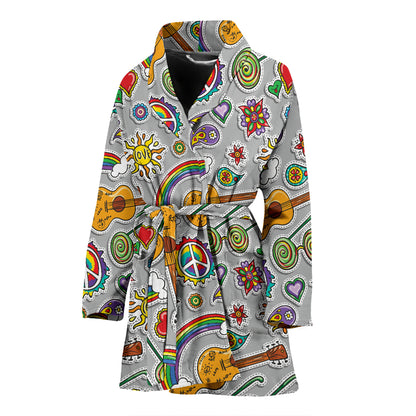 Hippie Print Design LKS306 Women Bathrobe