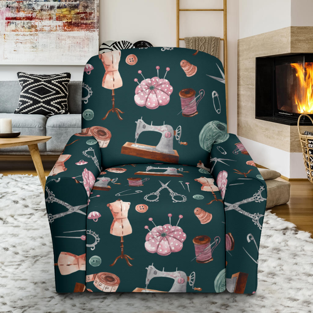 Sewing Equipment Print Design LKS307 Recliner Slipcover with Pocket