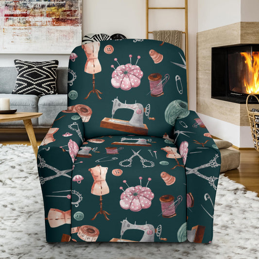 Sewing Equipment Print Design LKS307 Recliner Slipcover with Pocket