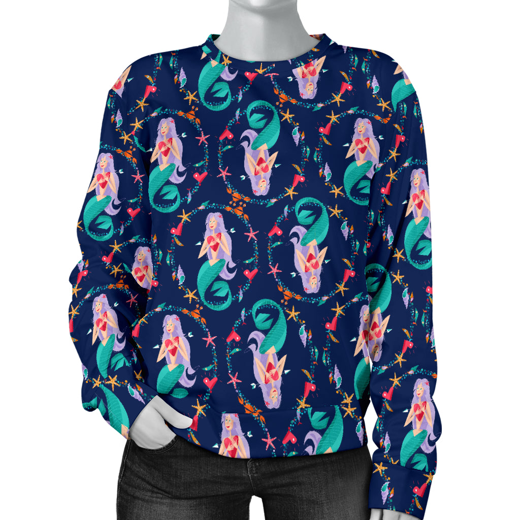 Mermaid Girl Cute Design Print Women Long Sleeve Sweatshirt