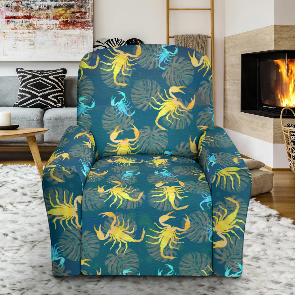 Scorpion Pattern Print Design 02 Recliner Slipcover with Pocket