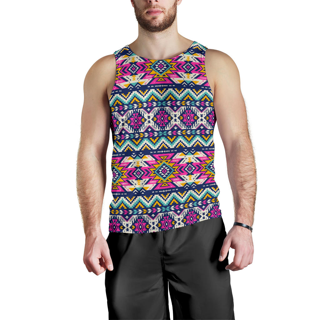 Aztec Pink Geometric Print Pattern Men Tank Top