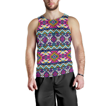 Aztec Pink Geometric Print Pattern Men Tank Top