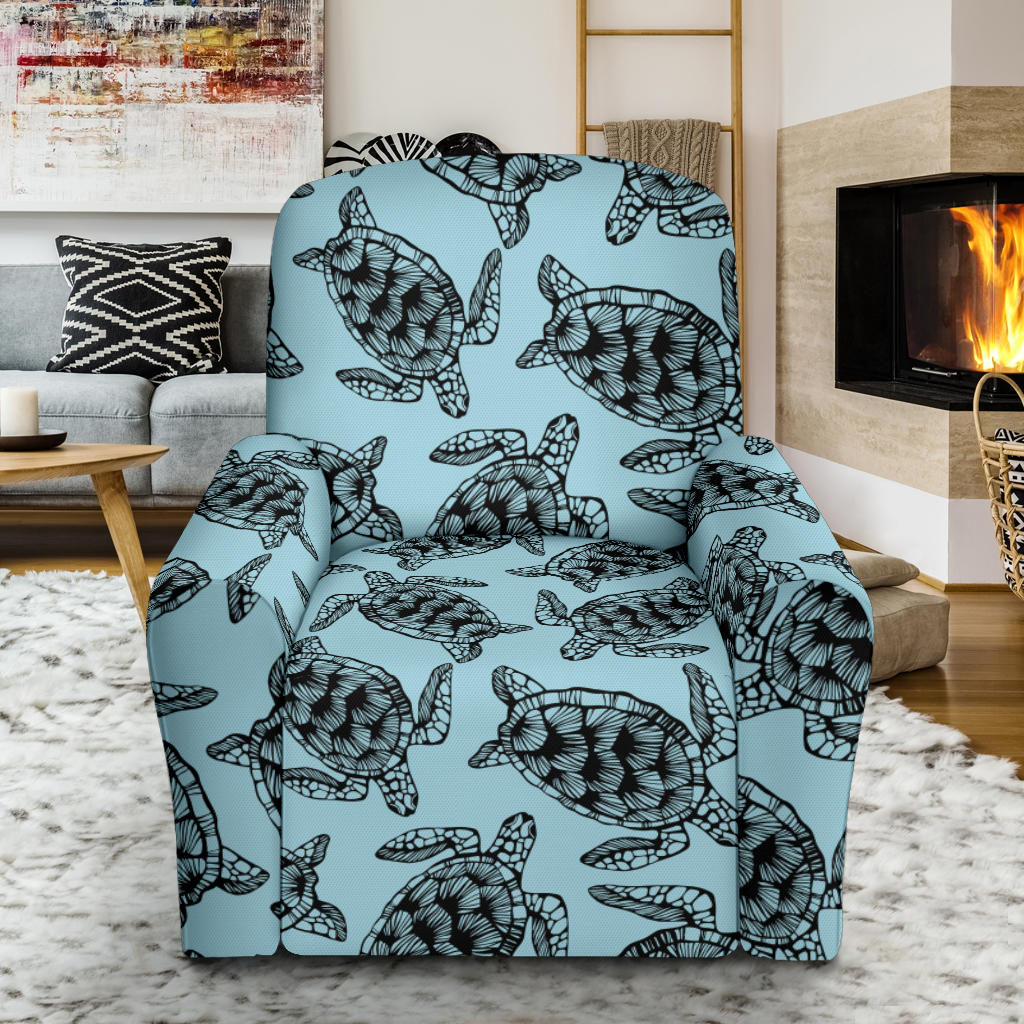 Sea Turtle Print Design LKS3010 Recliner Slipcover with Pocket