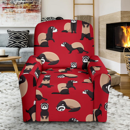 Ferret Pattern Print Design 02 Recliner Slipcover with Pocket