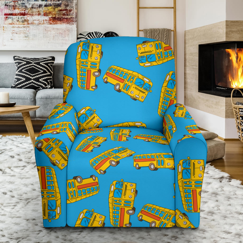 School Bus Print Design LKS302 Recliner Slipcover with Pocket