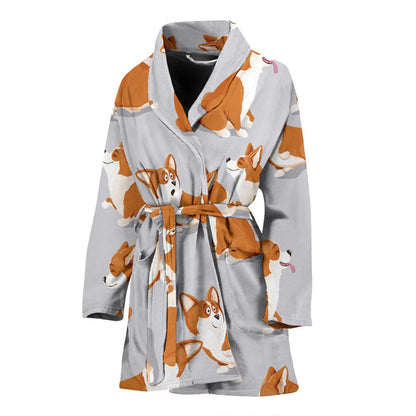 Pembroke Welsh Corgis Pattern Print Design A04 Women Bathrobe
