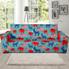 Donkey Red Elephant Pattern Print Design 03 Sofa Slipcover