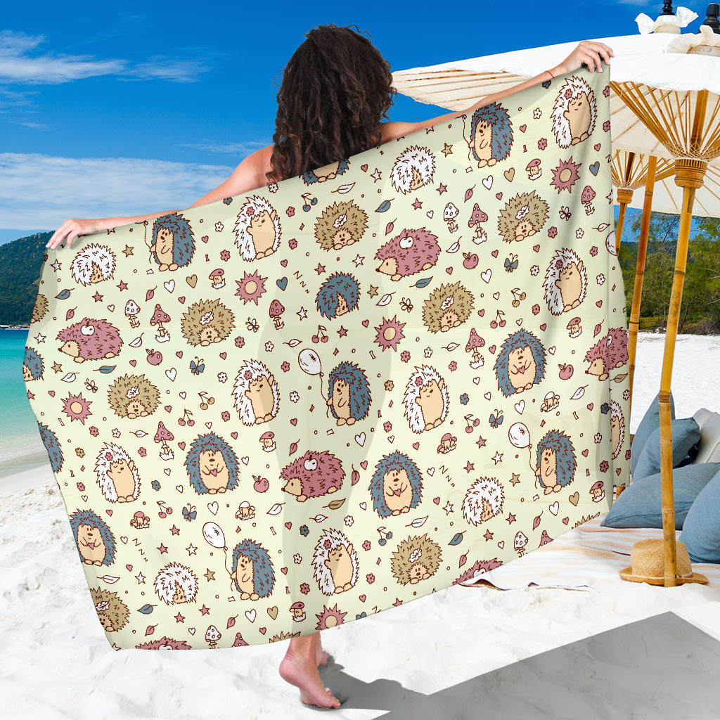Hedgehog Cute Pattern Print Design 01 Sarong Pareo Wrap
