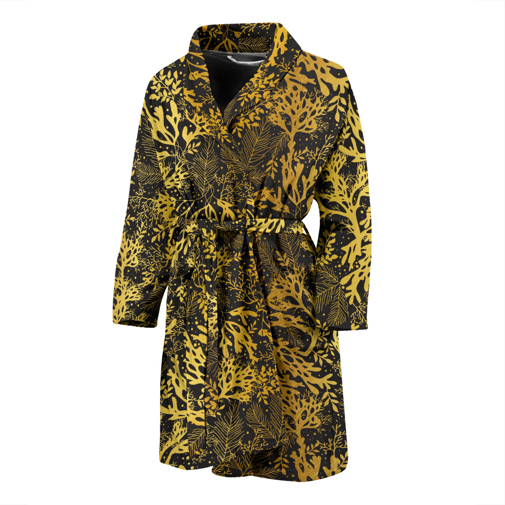 Seaweed Print Design LKS303 Men Bathrobe