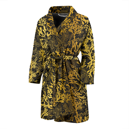 Seaweed Print Design LKS303 Men Bathrobe