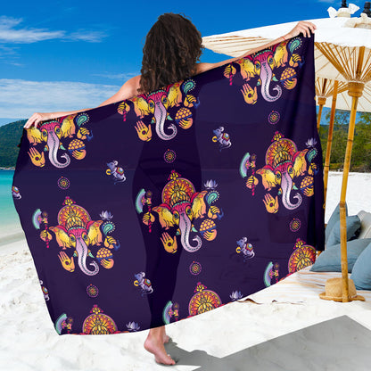 Ganesha Pattern Print Design 04 Sarong Pareo Wrap