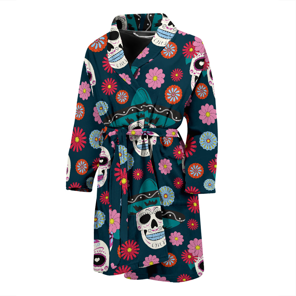 Sugar Skull Print Design LKS308 Men Bathrobe