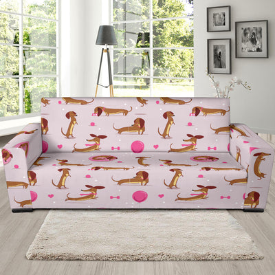 Dachshund Pattern Print Design 10 Sofa Slipcover