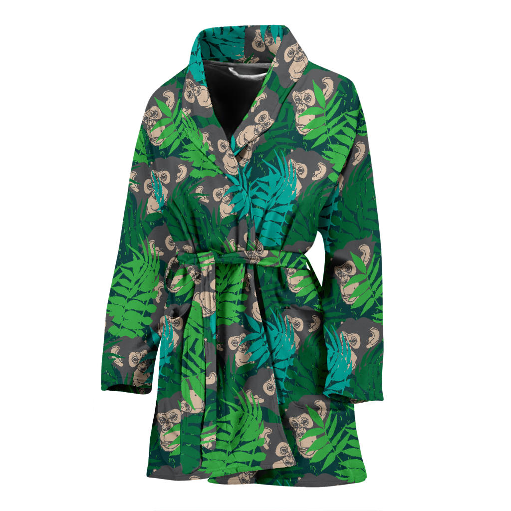 Chimpanzee Pattern Print Design 01 Women Bathrobe