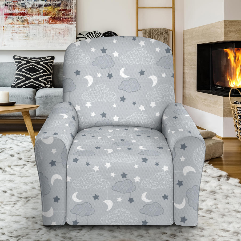 Cloud Pattern Print Design 04 Recliner Slipcover with Pocket
