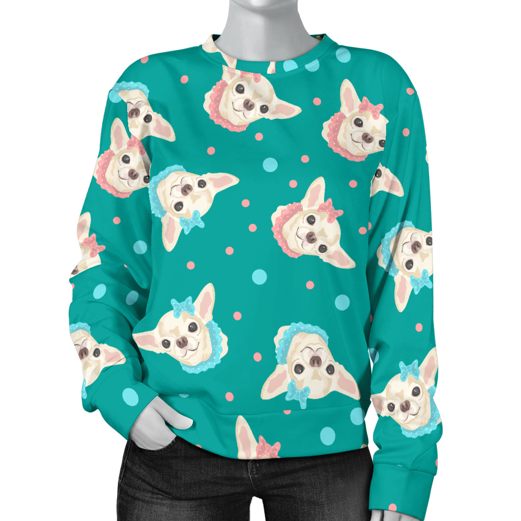 Chihuahua Polka Dot Pattern Women Long Sleeve Sweatshirt