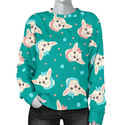 Chihuahua Polka Dot Pattern Women Long Sleeve Sweatshirt