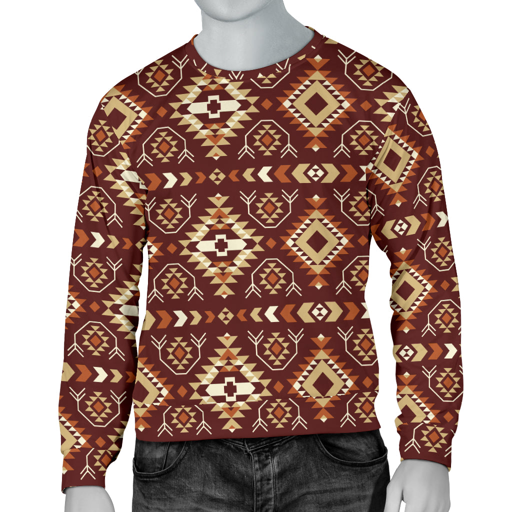 Navajo Native Color Print Pattern Men Long Sleeve Sweatshirt