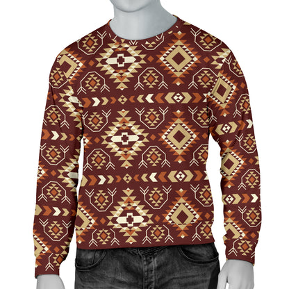 Navajo Native Color Print Pattern Men Long Sleeve Sweatshirt