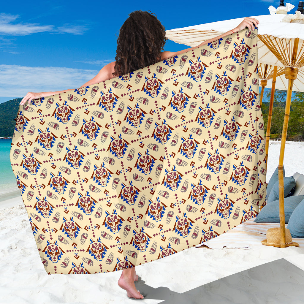 Aztec Wolf Pattern Print Design 03 Sarong Pareo Wrap