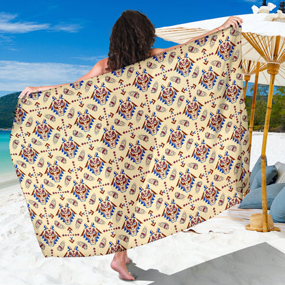 Aztec Wolf Pattern Print Design 03 Sarong Pareo Wrap