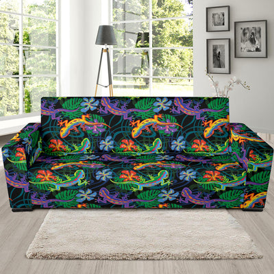 Gecko Colorful Pattern Print Design 01 Sofa Slipcover