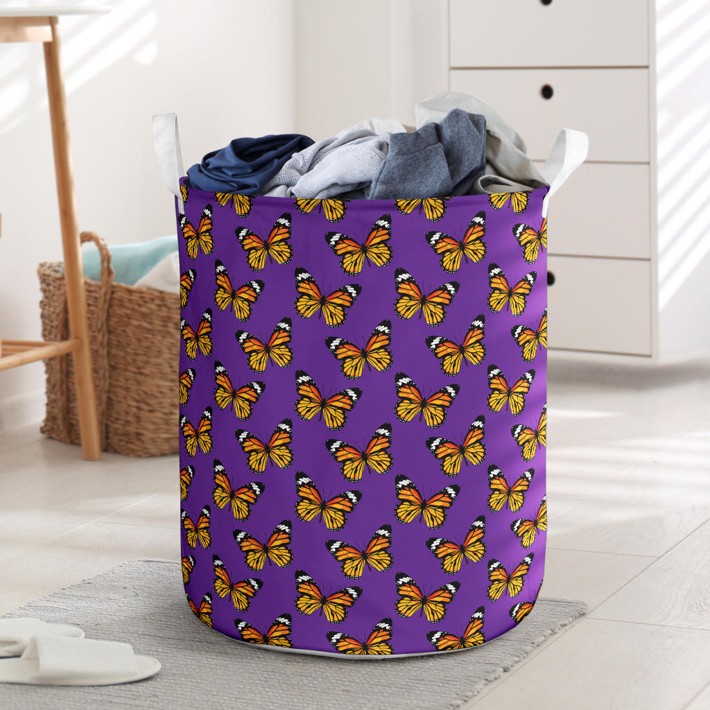 Monarch Butterfly Purple Print Pattern Laundry Basket
