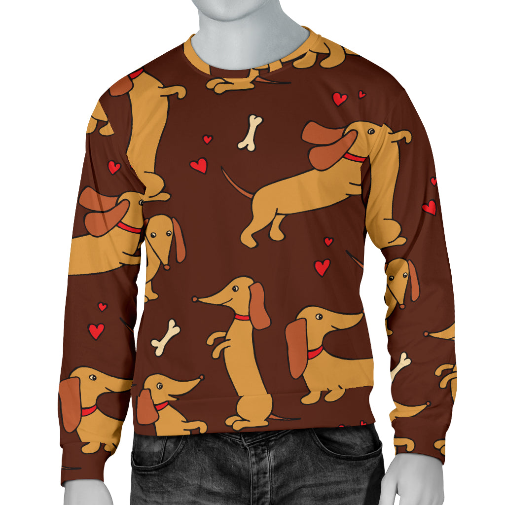 Dachshund Happy Print Pattern Men Long Sleeve Sweatshirt