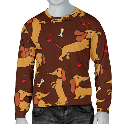 Dachshund Happy Print Pattern Men Long Sleeve Sweatshirt