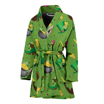 Shamrock Saint Patrick's Day Print Design LKS306 Women Bathrobe