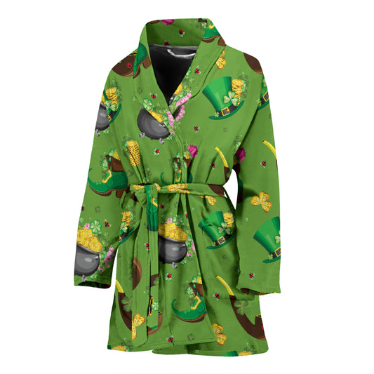 Shamrock Saint Patrick's Day Print Design LKS306 Women Bathrobe