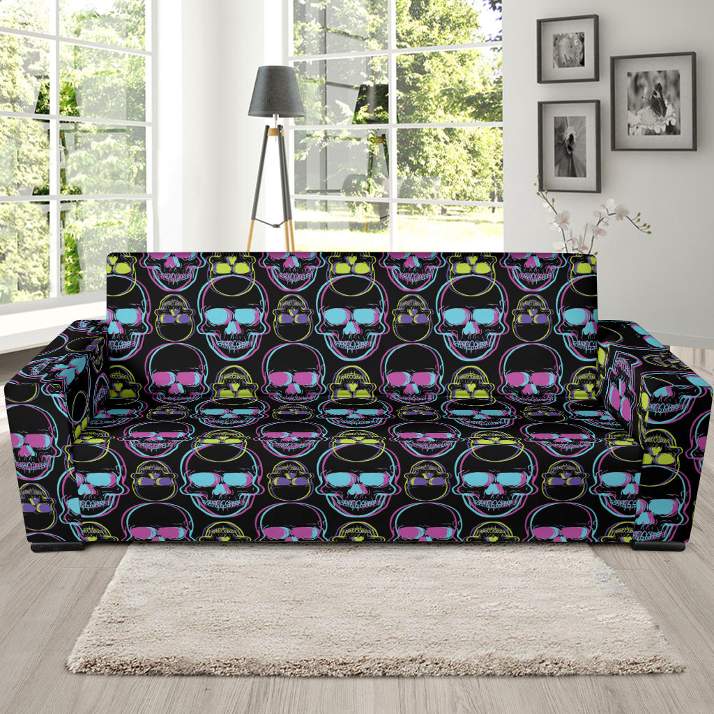 Skull 3D Colorful Print Design LKS309 Sofa Slipcover