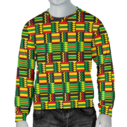 African Zip Zag Print Pattern Men Long Sleeve Sweatshirt