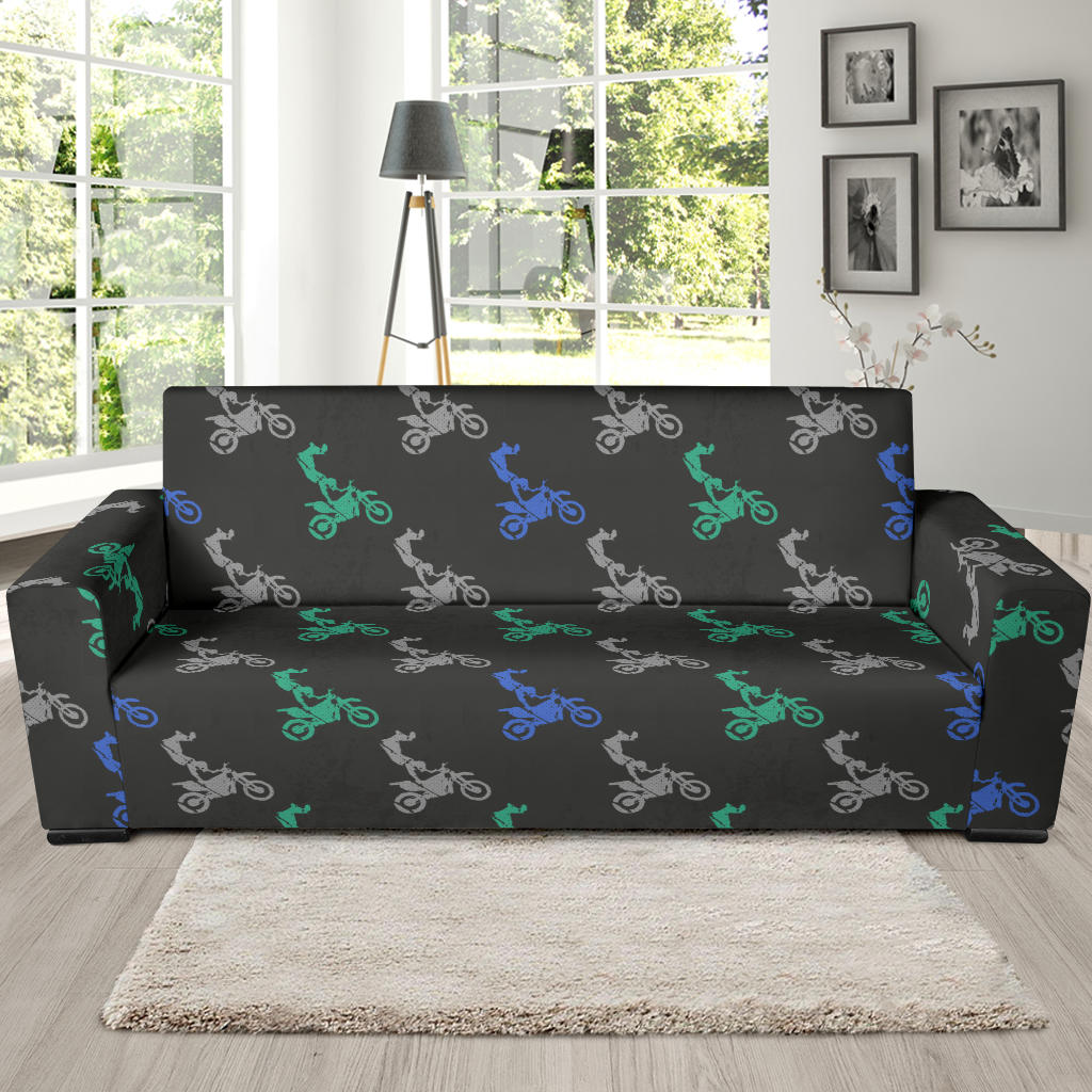 Motocross Pattern Print Design 02 Sofa Slipcover