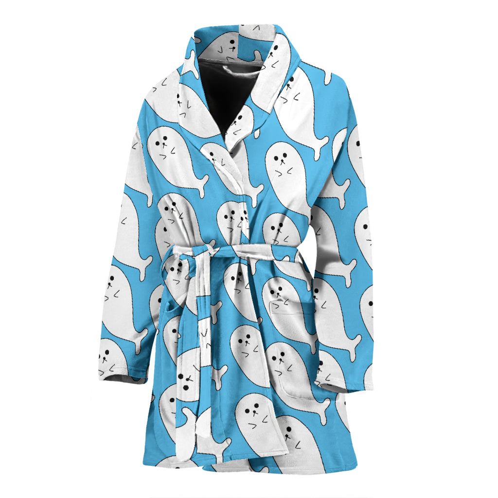 Sea Lion Print Design LKS402 Women Bathrobe