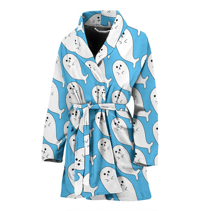 Sea Lion Print Design LKS402 Women Bathrobe