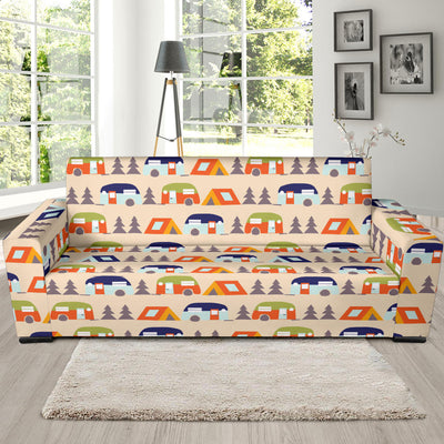 Camper Tent Pattern Print Design 03 Sofa Slipcover