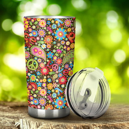 Flower Power Peace Paisley Themed Print Tumbler