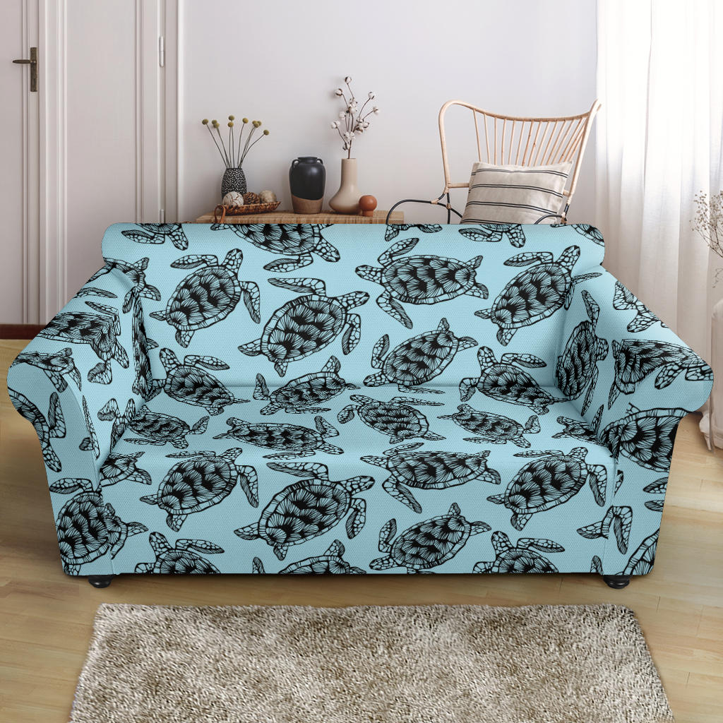 Sea Turtle Print Design LKS3010 Loveseat Couch Slipcover