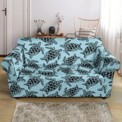 Sea Turtle Print Design LKS3010 Loveseat Couch Slipcover