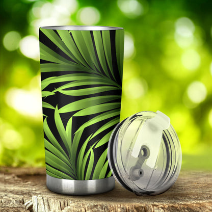 Green Neon Tropical Palm Leaves Tumbler