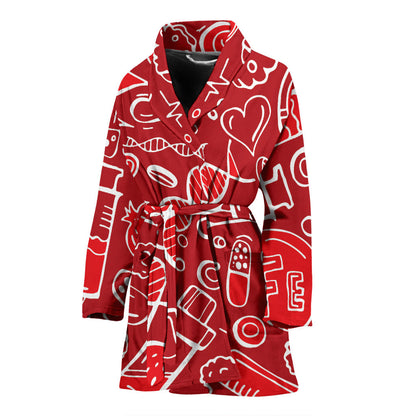 Phlebotomist Pattern Print Design A02 Women Bathrobe