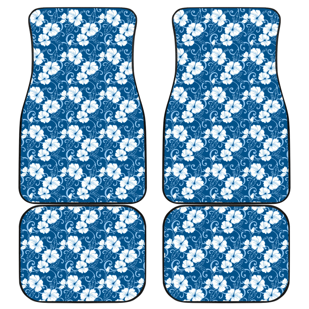 Hibiscus Blue Flower Hawaiian Print Car Floor Mats Front Back