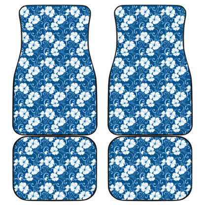 Hibiscus Blue Flower Hawaiian Print Car Floor Mats Front Back