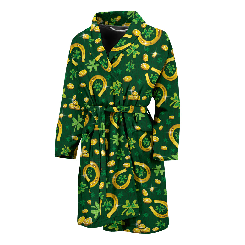 Shamrock Horse Shoes Saint Patrick's Day Print Design LKS307 Men Bathrobe