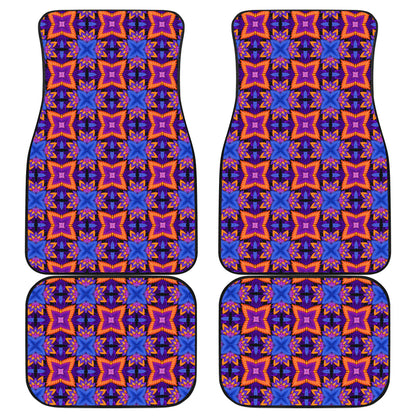 kaleidoscope Purple Orange Print Design Car Floor Mats Front Back