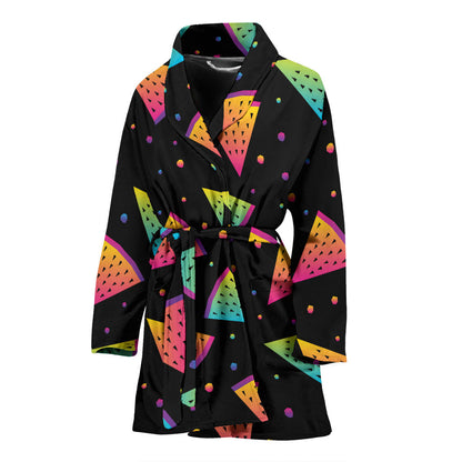Rainbow Watermelon Pattern Print Design A04 Women Bathrobe